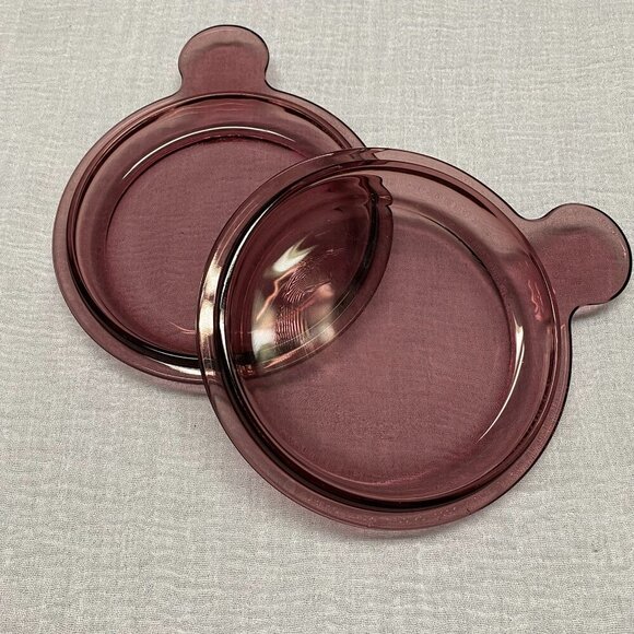 Pair of Replacement Pyrex Glass Lids P-240-C in Cranberry. - Picture 2 of 5